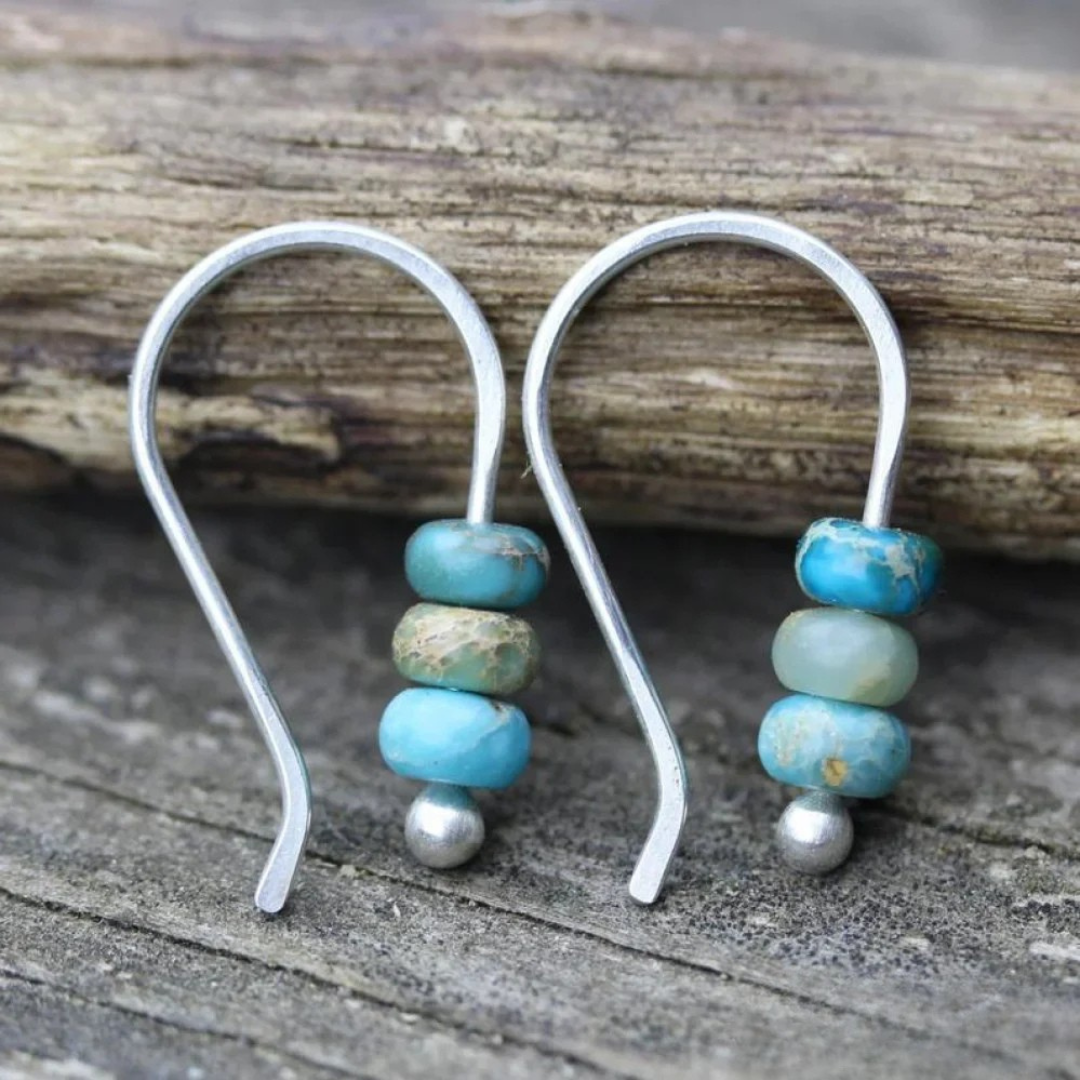 Turquoise kralen Oorbellen