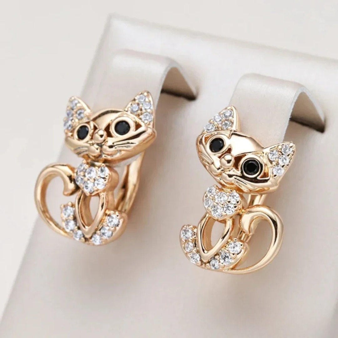 Elegante Zirkonia Kitty Oorbellen