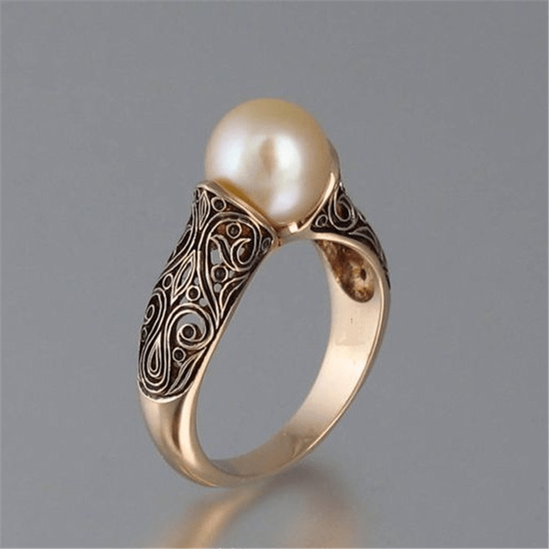 Gouden vintage ring met parel