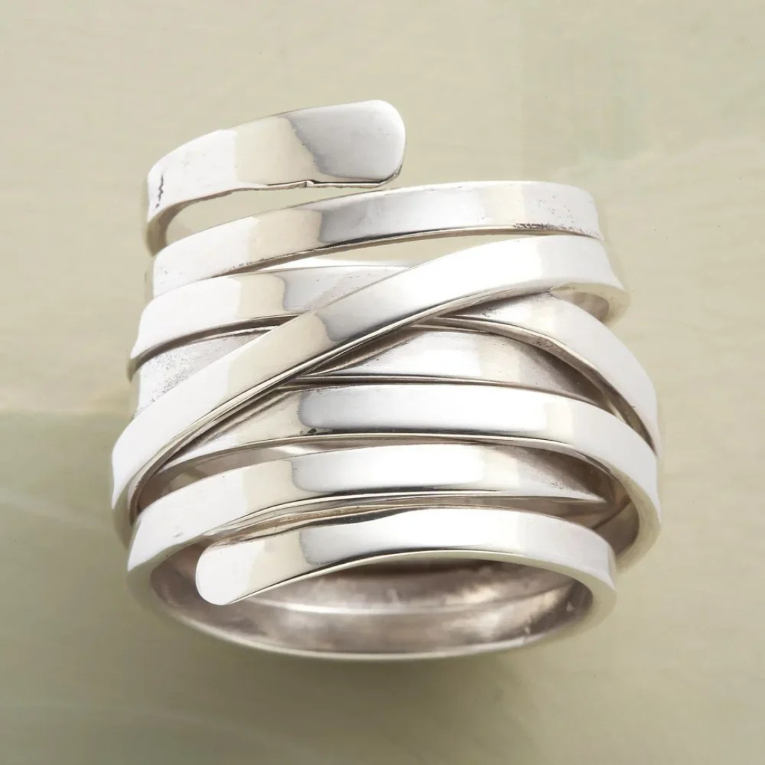 Vintage Dikke Laag Zilveren Ring