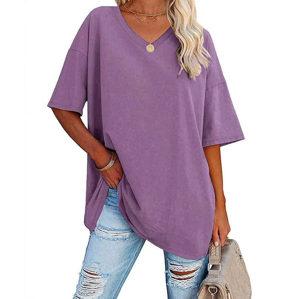 Oversized T-shirt met V-hals voor dames