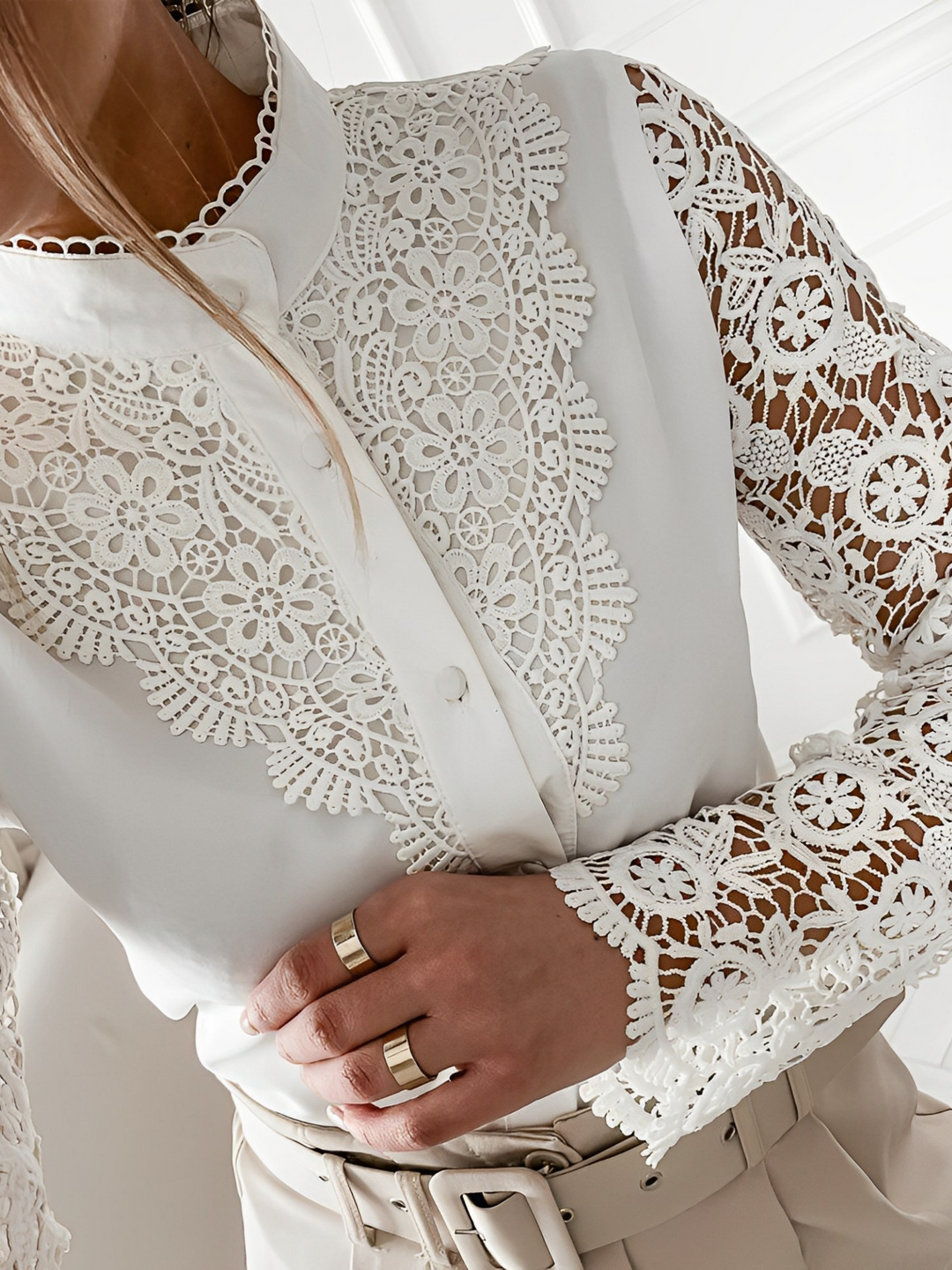 Madrid™  |  Witte Elegante Mouwen Blouse