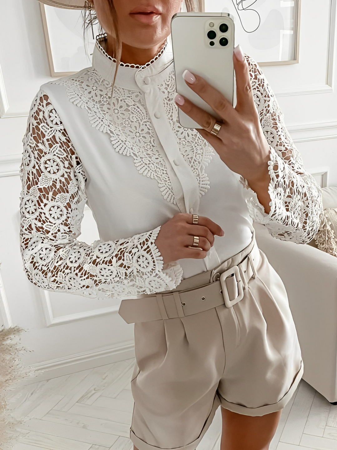 Madrid™  |  Witte Elegante Mouwen Blouse