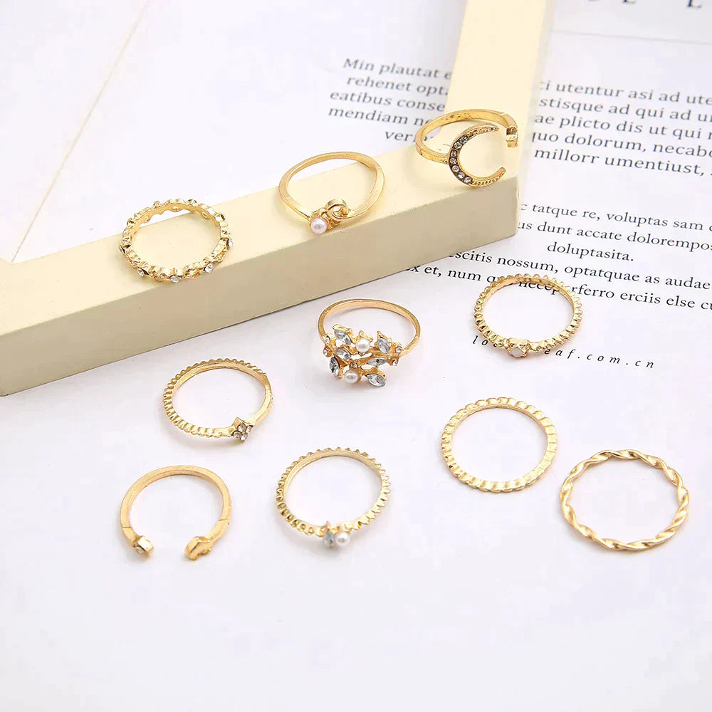 10 paar Boheemse zilveren en gouden ringen