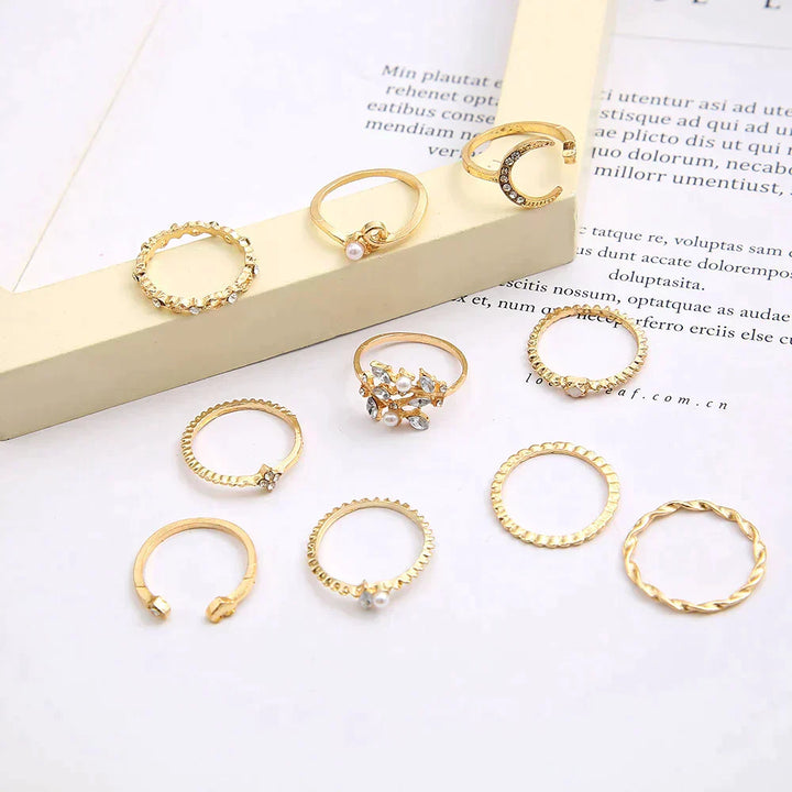10 paar Boheemse zilveren en gouden ringen