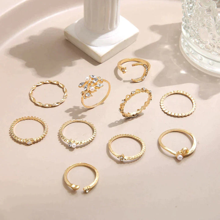 10 paar Boheemse zilveren en gouden ringen