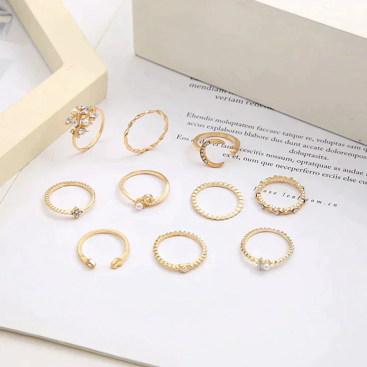 10 paar Boheemse zilveren en gouden ringen
